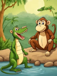 monkey and crocodile